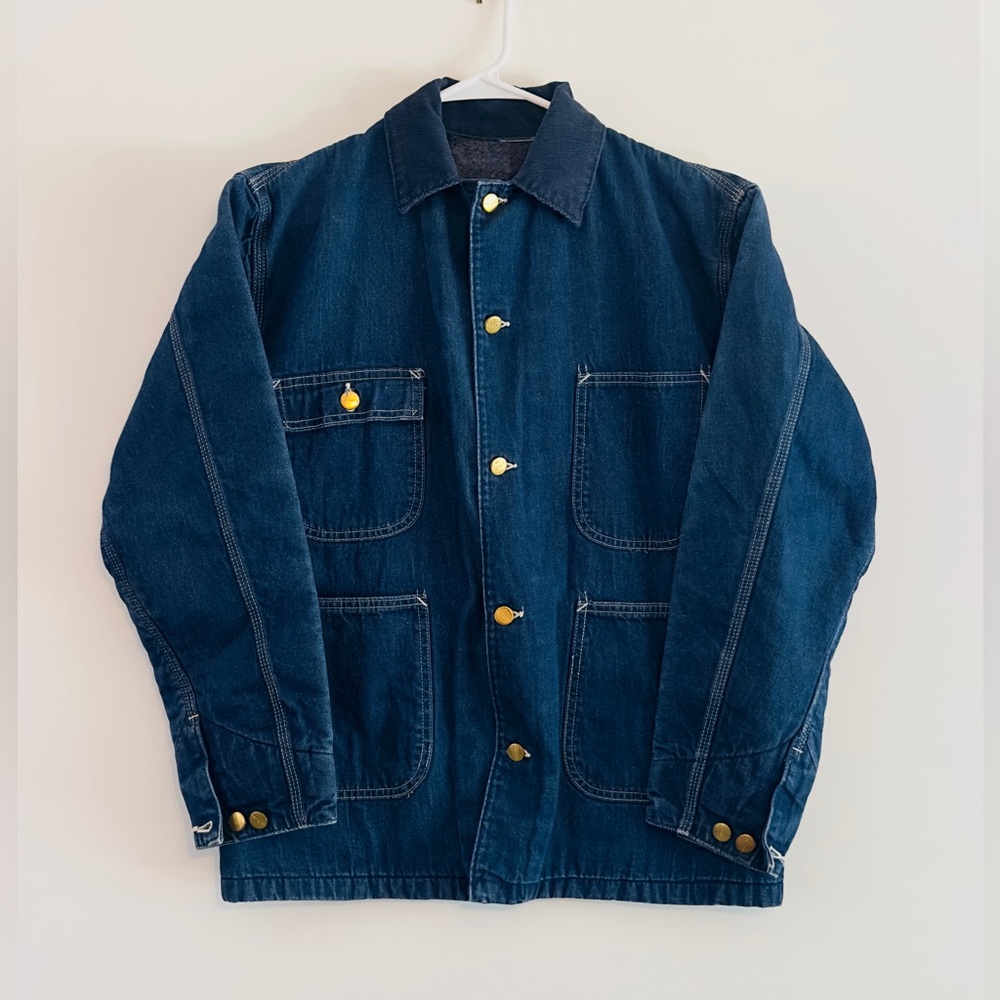 Vintage Carhartt Denim Chore Jacket Wool Lined Large 80’s Western 90’s Blue